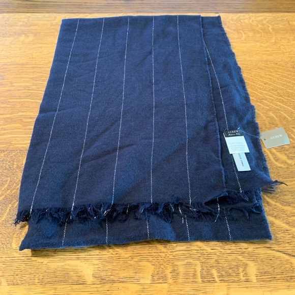 J Crew Stripe Scarf Navy made in Italy - Picture 3 of 4